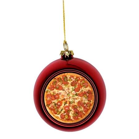 Cheesy Christmas Cheesy Pepperoni Pizza Pie Bauble Christmas Ornaments Red Bauble Tree Xmas Balls ()