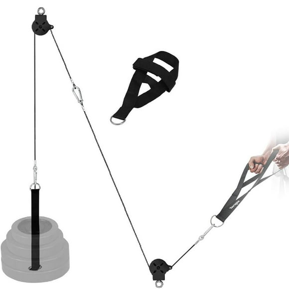 Yes4All Ensemble Complet de Poulie de Câble Barres Olympiques de 2 Pouces Compatibles avec Poulie à Tirage Rapide & Poulie de Gym à Domicile, Noir - Complet