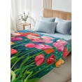 thumbnail image 4 of Colorful Spring Floral California King Size Flat Sheet, Wrinkleproof & Fadeproof Cooling Flat Bed Sheet Only, Summer Botanical Oil Painting Breathable Soft Bedding Top Sheets 108 x 98 Inches, 4 of 8