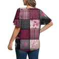 thumbnail image 6 of Plus Size Blusas Elegantes Para Mujer, Plus Size Summer Shirts for Women, Womens Tops Short Sleeve Shirts Buttons V Neck Spring Fashion Summer Outfits Plus Size Blouses Dressy Casual, Hot Pink XL, 6 of 6