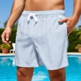thumbnail image 2 of MDUKONU Mens Striped Casual 7" Shorts Summer Beach Elastic Waist Drawstring Shorts with Pockets Multicolor Sky Blue XXL, 2 of 4