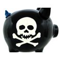 thumbnail image 4 of Black Pirate Pig Blue Skull & Crossbones Piggy Bank Large, 4 of 5