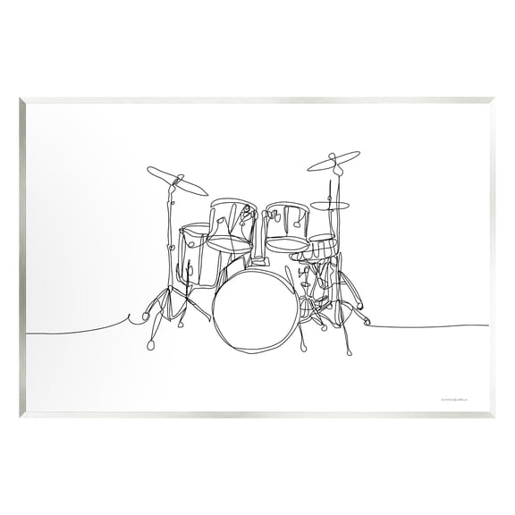 Stupell Drum Kit Musician Line Doodle Beauty & Fashion Painting Wall Plaque Unframed Art Print Wall Art