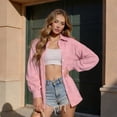 thumbnail image 4 of Button Down Shirt for Women Casual Long Sleeve Oversize Fit with Pocketl Pink, 4 of 7