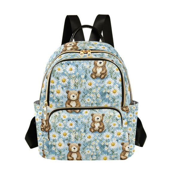 ALAZA Daisy Flower Bear Womens Travel Laptop Backpack Large Daypack Ladies Shoulder Bags S