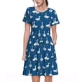 thumbnail image 1 of Disketp Cartoon Geese With Xmas para Vestido de Manga Corta para Mujeres, Vestidos de Verano para Mujeres, Casual y Holgado para la Playa, 1 of 6