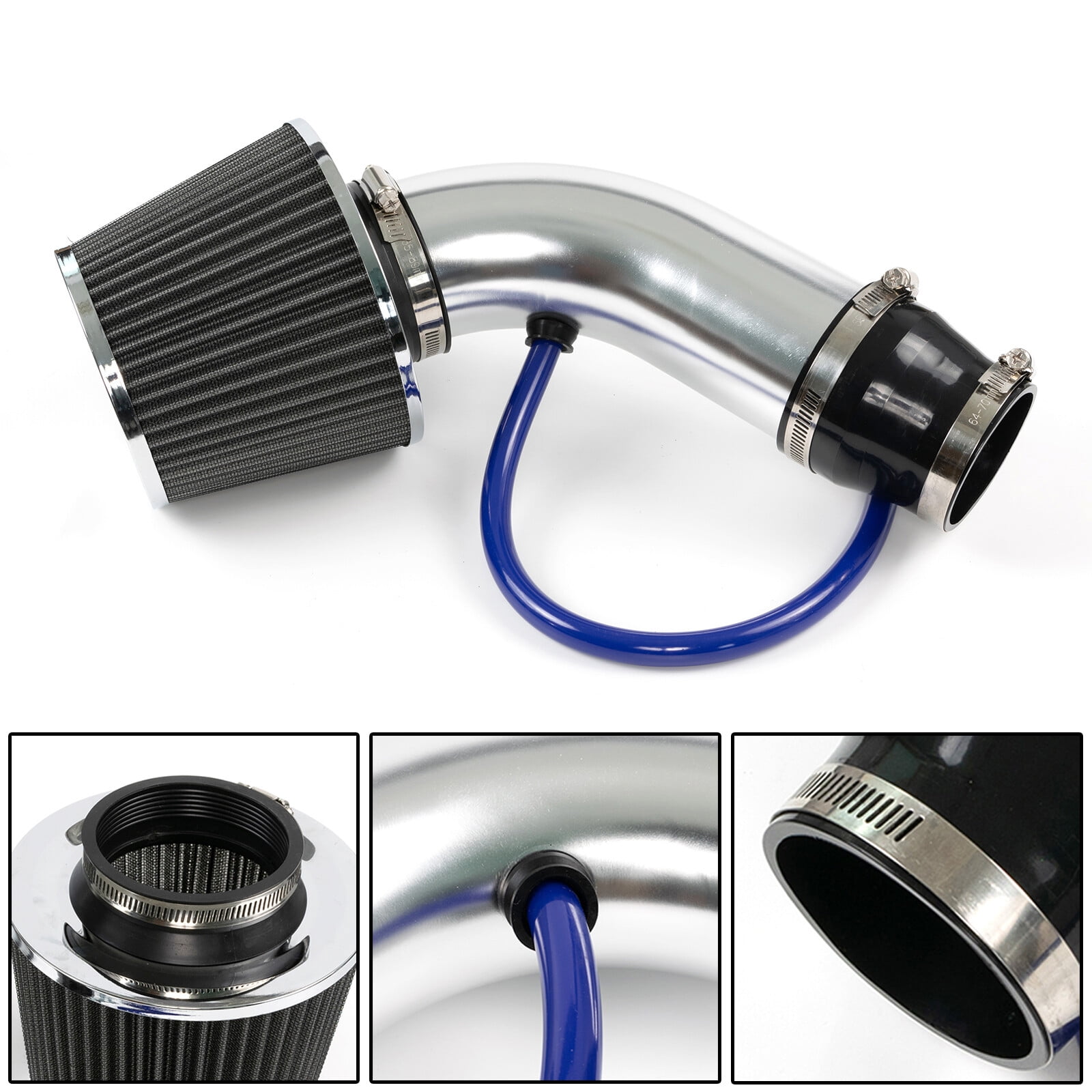 Yiyasu Universal 3" Car Inlet Cold Air Intake Filter Induction Kit Pipe Hose System