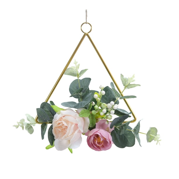 Bewildely Guirnalda de aro con anillo de Metal de rosas artificiales realistas, amplia aplicación en cualquier decoración Decoración Y892trilateral