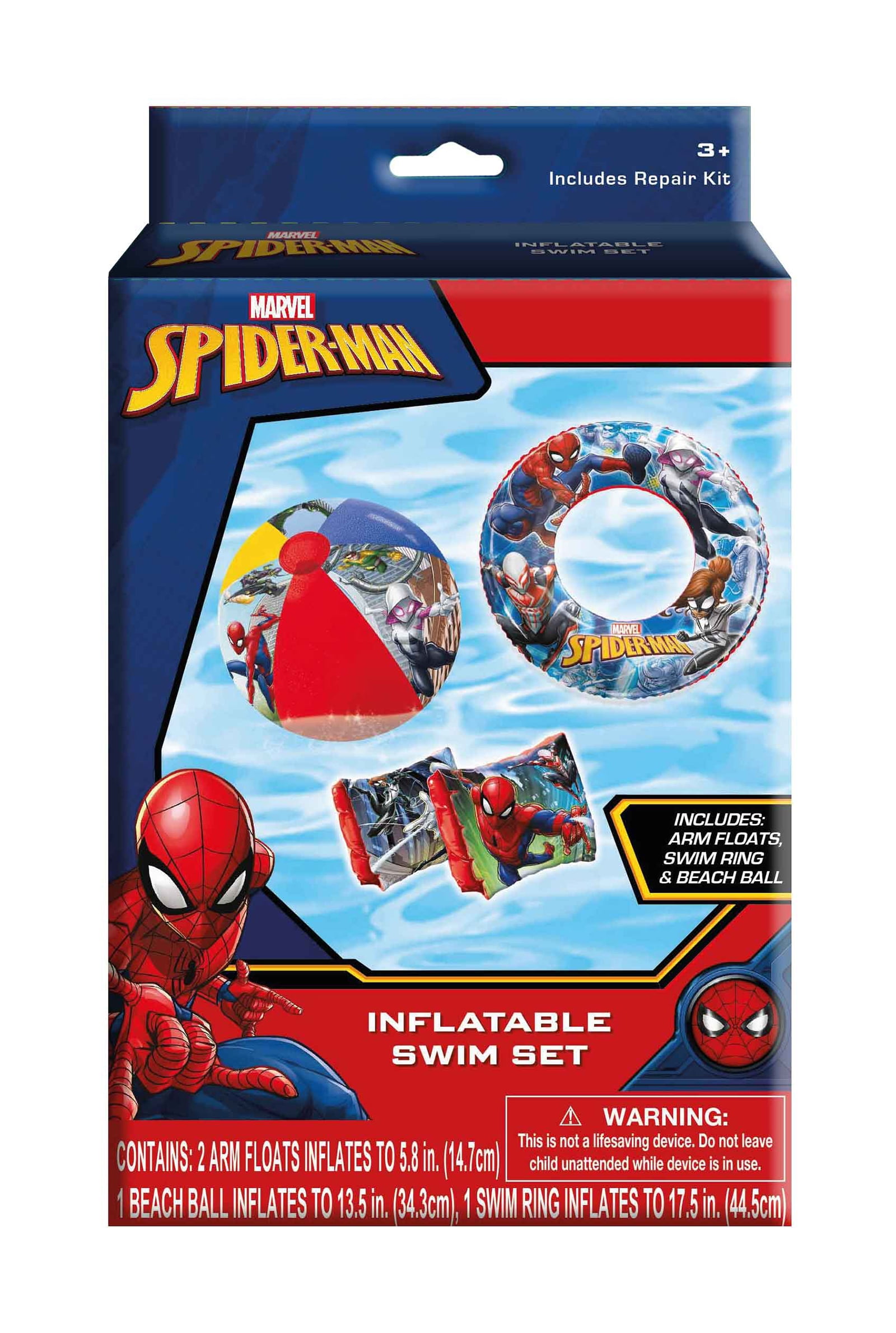 (2 pack) Spiderman Inflatable Pool Toys Swin Set, for Ages 3+