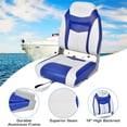thumbnail image 5 of Spaco 2 Pieces High Back Folding Boat Seat Set with Sponge Cushion-Blue, Boat Captain Chair for Fishing Boat, Sightseeing Boat, Speedboat, Canoe, 5 of 8