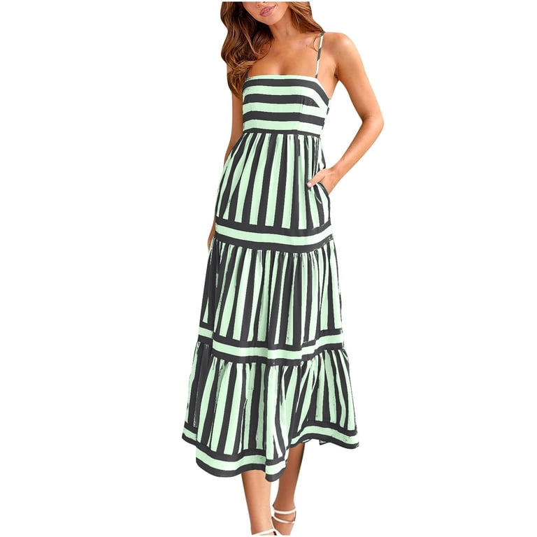 princess polly baby blue dress Chelsea Stripe Low Back Dress 8 / Tan Multi