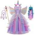thumbnail image 1 of Vestido de unicornio de arcoíris para niñas, disfraz de princesa de fantasía para fiesta de cumpleaños, disfraz de Halloween para niños de 3 a 12 años Fivean unisex, 1 of 1
