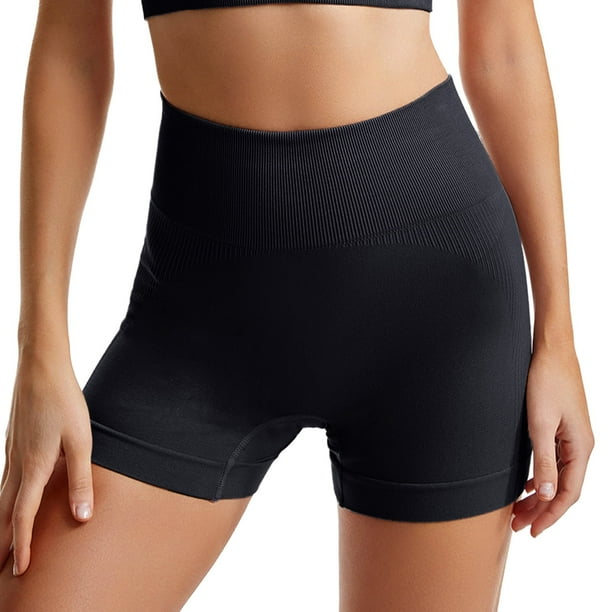 Pantalones cortos de fitness de cintura alta para mujer - Pantalones cortos de yoga y running elásticos en 4 direcciones y opacos - S-L