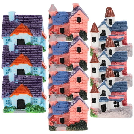 HONITANO Resin Small House Crafts for Decoration Assorted Color 10 Pieces Easy to Place