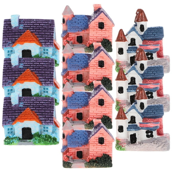 HONITANO Resin Small House Crafts for Decoration Assorted Color 10 Pieces Easy to Place