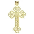 thumbnail image 3 of 14k Yellow & White Gold, Filigree Fancy Cross Jesus Christ Crucifix Pendant Religious Charm 32mm, 3 of 7