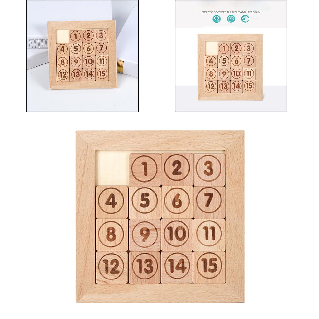 3 Toy Puzzle Sliding Tile Kid Develop Brain Game Square Vintage Number Plastic 