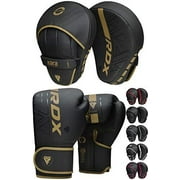 RDX Boxing Pads and Gloves Set, Maya Hide Leather Kara Hook and Jab Curved Focus Mitts with Punching Gloves for MMA, Muay Thai, Kickboxing Coaching, Martial Arts, Punching Hand Target Stri