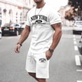 thumbnail image 6 of New York Graphic Short Sets for Men Short Sleeve Crewneck T Shirt and Shorts 2 Piece Matching Set Mens Summer Outfits, 6 of 6
