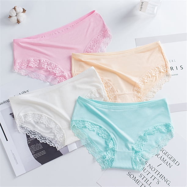 3 Pcs/Lot Girls Lace Underwear Cute Knot Soft Breathable Briefs Young Girl Panties Solid girl Briefs Children ClothesRed16 He Qiyong unisex
