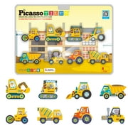 PICASSO-TILES Construction Truck Vehicle for Magnetic Tiles, STEM Building Blocks Educational Toy, 8PCS