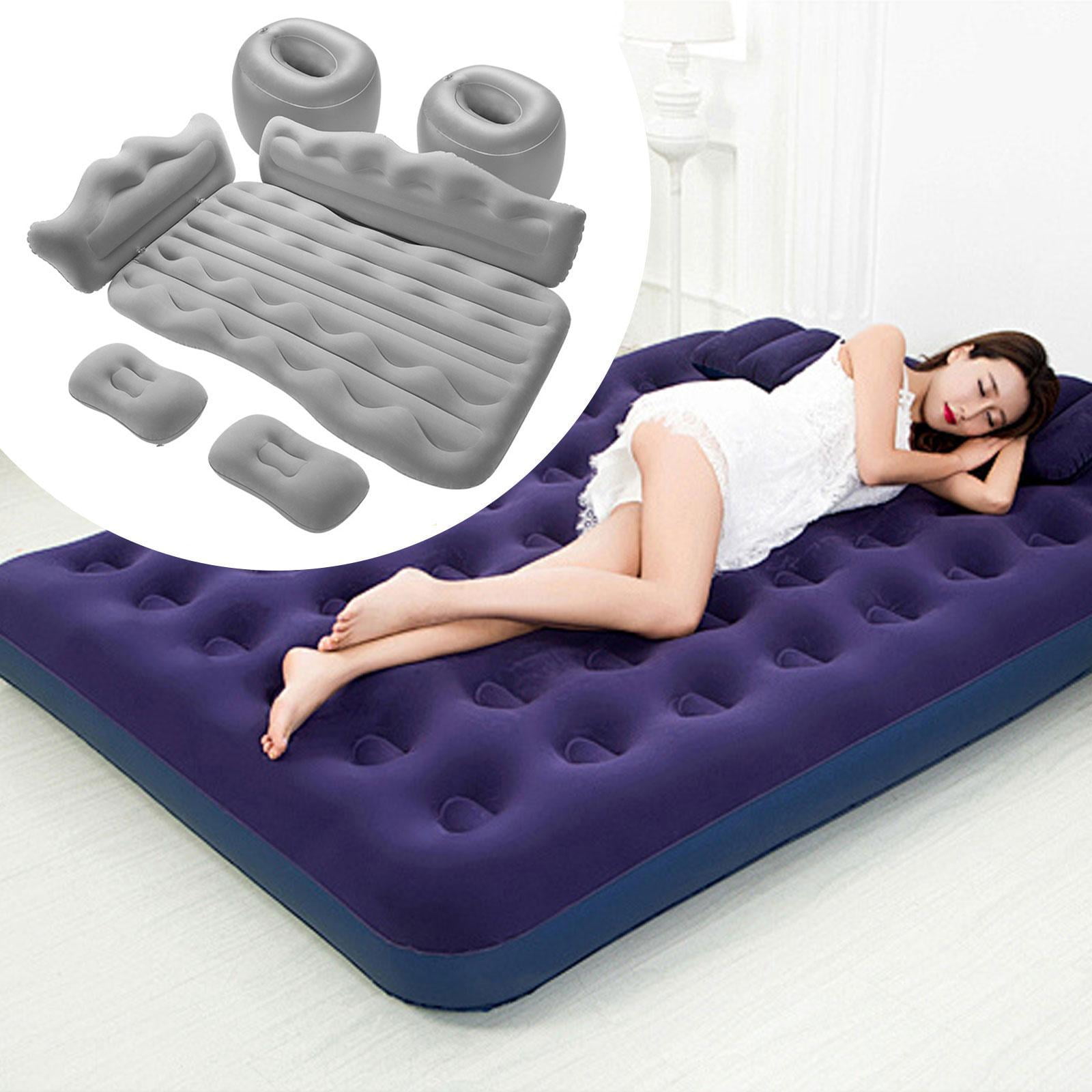 Wzmzjy Car Air Bed Inflatable Mattress with Air Pump 130x73cm Multifunctional Universal Grey