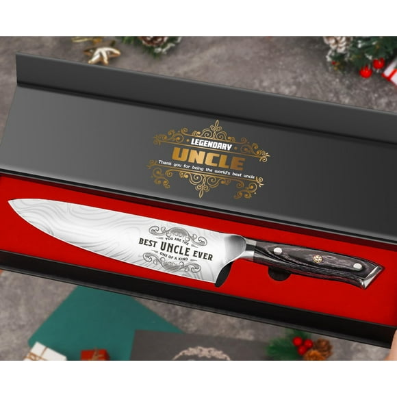 Cuchillo de chef Funistree Best Uncle Ever de acero inoxidable alemán de 20 cm
