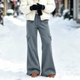 thumbnail image 6 of Hilenly Plus Size Cargo Pants Women Baggy Wide Leg Fleece Lined Pants Drawstring Waisted Y2k Low Rise Flare Pants with Pockets, 6 of 6