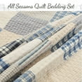 thumbnail image 2 of Cozy Line Home Fashions Cozy Line Tattersall Blue Tan Tartan Plaid Patchwork 3 Piece Quilt Bedding Set King, 2 of 7