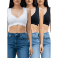 thumbnail image 1 of Pack de 3 Tops De Mujer Deportivos Y Casuales Unitalla Acanalado Con Espalda Descubierta, 1 of 5