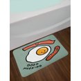 thumbnail image 2 of Breakfast Bath Mat, Morning Message Egg Bacon Sausages, Plush Bathroom Decor Mat with Non Slip Backing, 29.5" X 17.5", Pale Reseda Green Salmon, by Ambesonne, 2 of 2