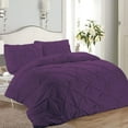 thumbnail image 2 of 3 Pcs Pinch Pleated Duvet Cover Set 100% Egyptian Cotton 1000 Thread Count with Zipper Closure & Corner Ties Pintuck Bedding Duvet Cover - Super King Plus Size (120" x 120") Inch, Plum, 2 of 7