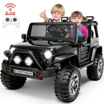 Joyracer 24V 2 Seater Kids Ride on Truck with Remote Control, 4×200W Motor, Electric Battery Powered Toys Car w/ 4 Wheels Spring Suspension, 3 Speeds, LED Lights, Bluetooth Music, Black