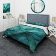 thumbnail image 1 of Designart "Turquoise Calm V" Abstract Landscape Bedding Covert Set - Abstract Landscapes Teal Landscapes Bed Set With 2 Shams, 1 of 6