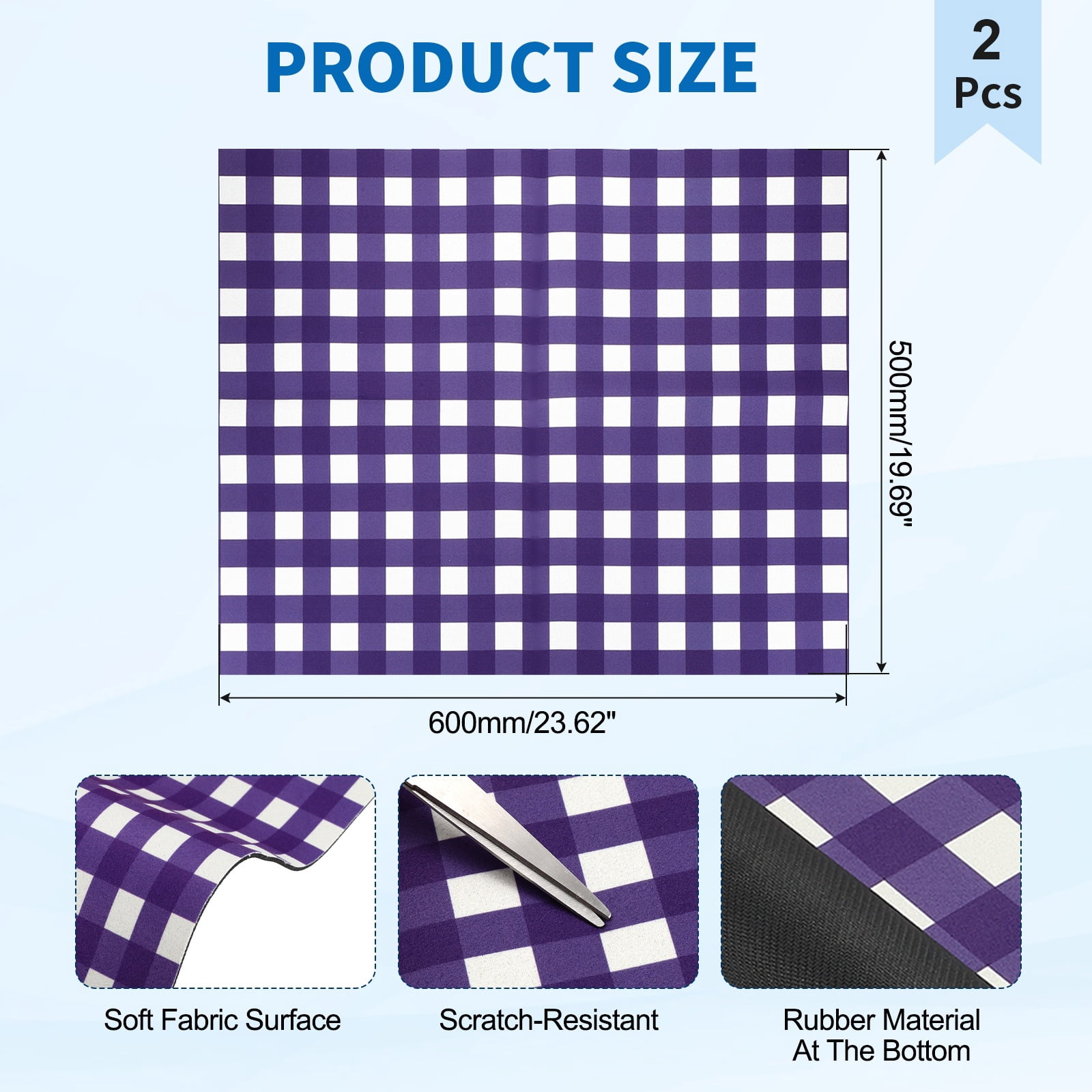 Uxcell 2 Pcs Washer and Dryer Top Protector Mat 20'' x 24'' - Non-Slip, Quick Drying Rubber Washing Machine Top Cover Pad Geometric Pattern for Home Kitchen Laundry Room, Purple