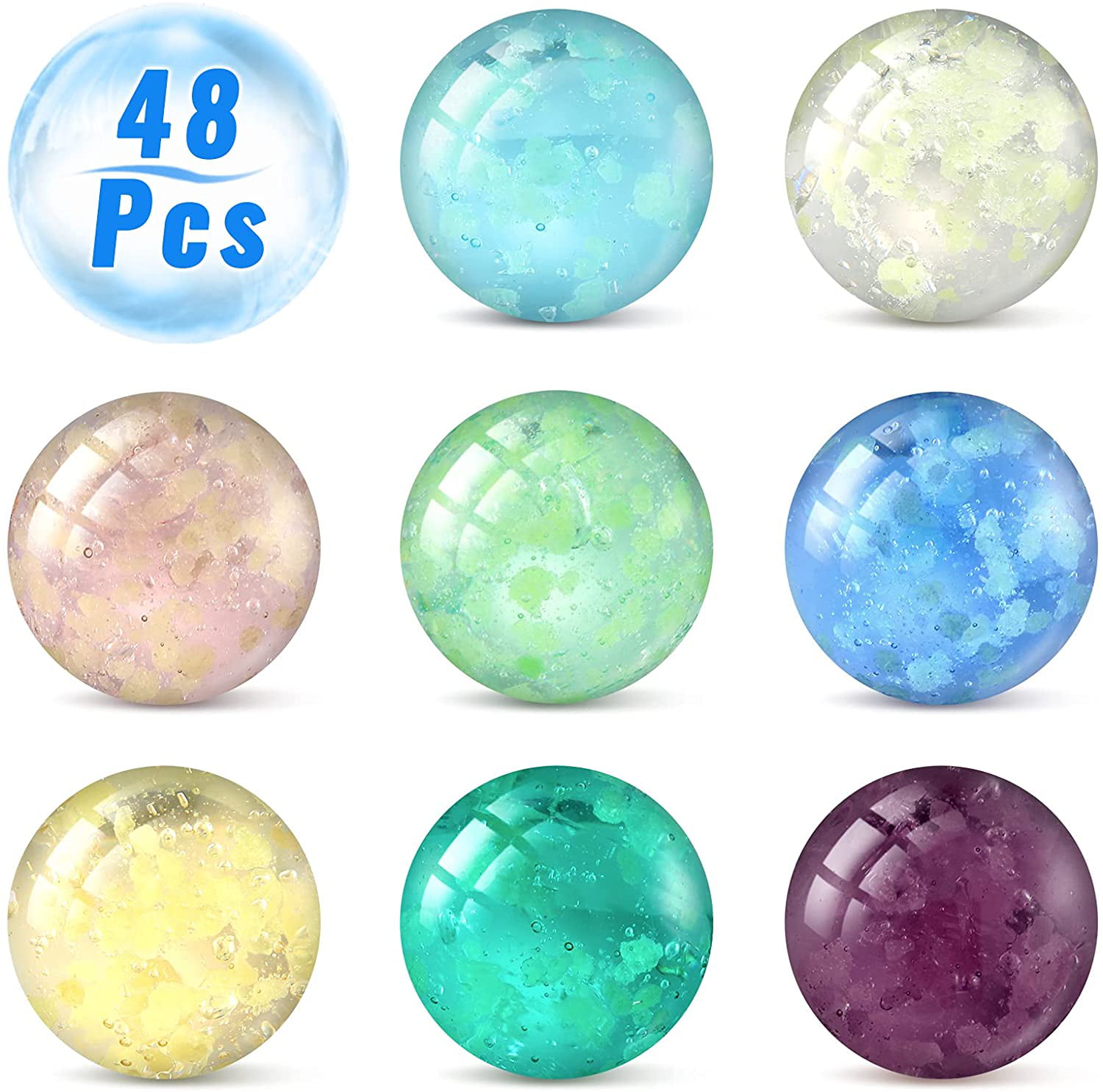 10 Pcs Glow in The Dark Marbles ARSUK 10pcs Large Handmade Glow in The Dark Doted Style Glass Marbles Sports Toys & Outdoor 
