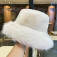 thumbnail image 3 of sunsanly Women Winter Bucket Hat Fuzzy Plush Thickened Windproof Heat Retention Solid Color Dome Faux Fur Fisherman Hat Outdoor Cap, 3 of 8