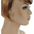 thumbnail image 4 of Pierced Small Huggie Hoop Yellow Gold Tone Leaf Earrings Ladies Adult Female Women, 4 of 4