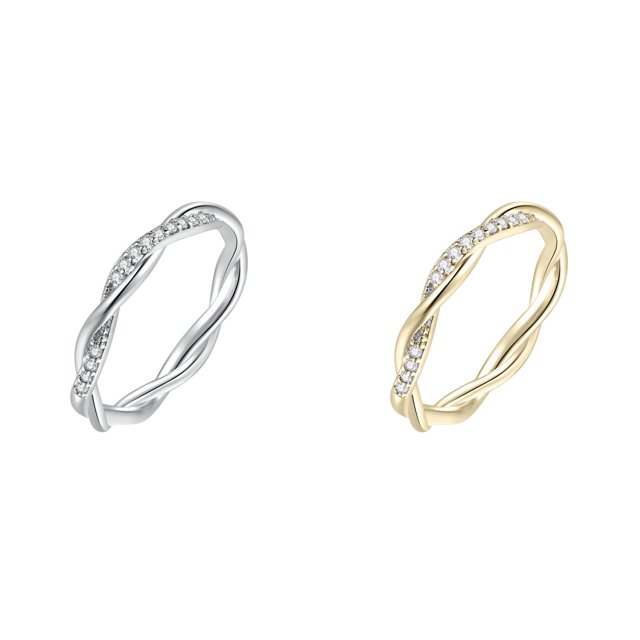 (Lot de 2) Rinsvye Zirconia Rings Mujer Women Rings Ensemble for Women Rings able Rings Ring Ensemble Ring for Women Anillos Big Rings for Women Female Rings
