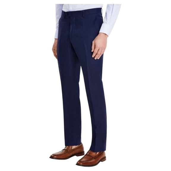 Tommy Hilfiger Mens Modern fit Dress Pants 36 / 34 Navy Blue Solid Stretch Linen