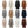 thumbnail image 5 of Womens Warm Open Front Woolen Coat Jacket Windbreakers Jacket Loose Cardigan Long Coat Outwear, 5 of 6