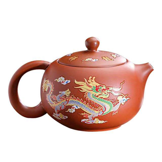 Tetera de arcilla púrpura que cambia de Color, dragón hecho a mano, Fénix, fácil limpieza, tetera Gongfu, regalo para amantes del té