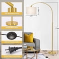 thumbnail image 2 of Floor Lamp, Arc Floor Lamp for Living Room with Adjustable Drum Lampshade, Modern Tall Standing Lamp with On/Off Foot Switch, Over Couch Arched Reading Light for Reading, Bedroom, Office, 2 of 5