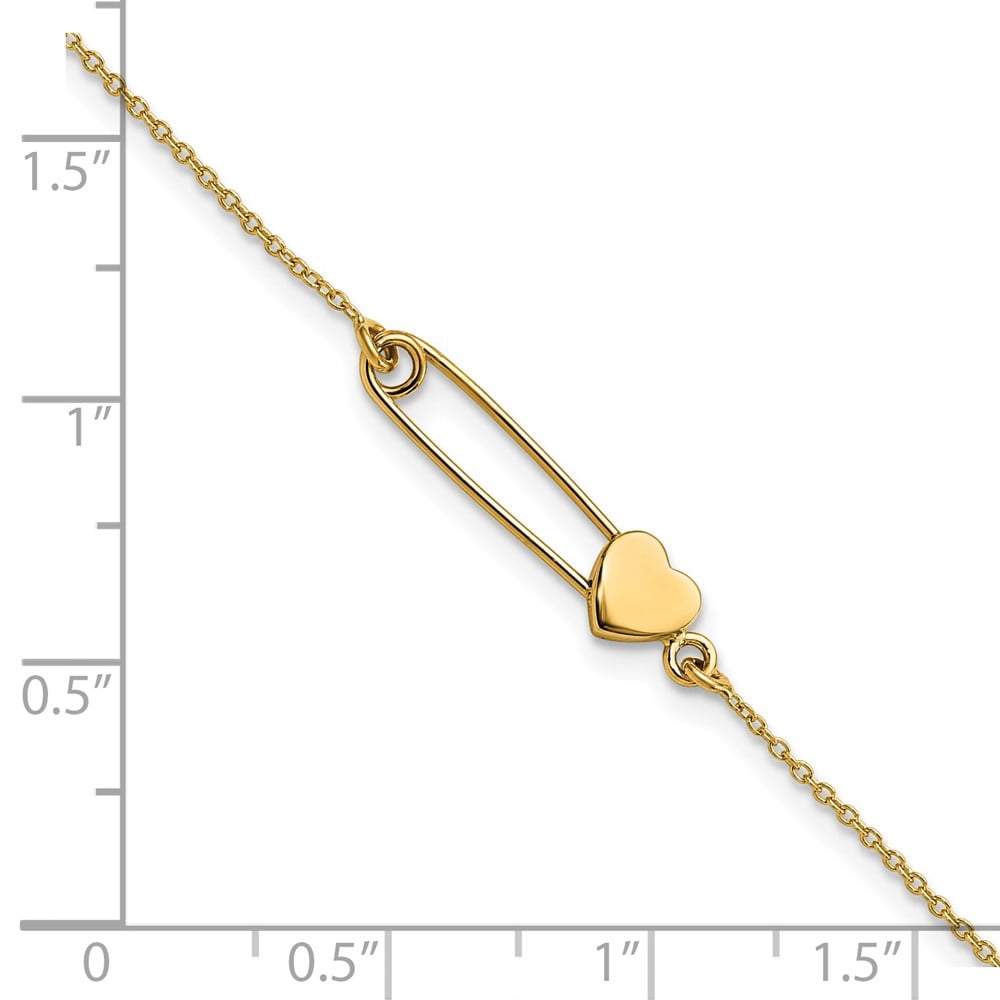 FJC Finejewelers 14 kt Yellow Gold Safety Pin with Heart Bracelet