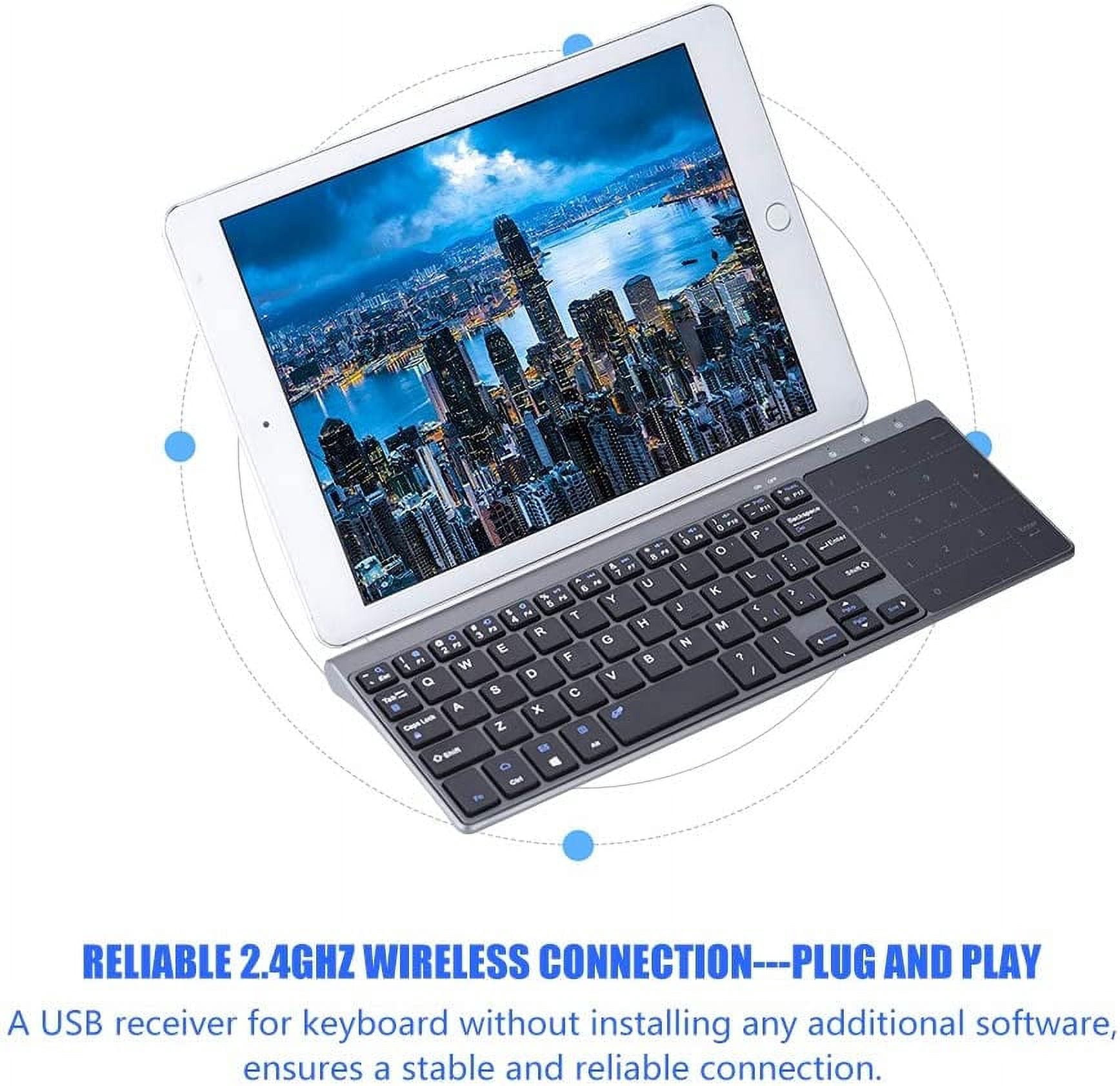 Yirtree Mini Slim Wireless Keyboard, 2.4Ghz Wireless Keyboard Handheld with Touchpad for PC Notebook TV Box Notebook Computer Portable PC Keyboard