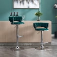 thumbnail image 6 of Tcbosik Set of 2 Velvet Swivel Bar Stools, Modern Height-Adjustable Kitchen & Home Bar Chairs w/ Padded Seat and Chrome Pedestal Base, 360° Rotation, Green, 6 of 6