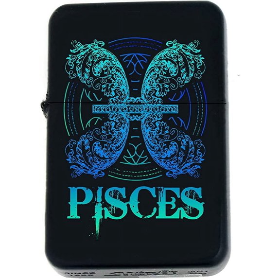Birthday Zodiac Signs, Horoscope Symbols, Astrology Icons Collection Gifts Infinity Black Matt Windproof Lighters! (Pisces)