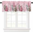 thumbnail image 1 of Pink Xmas Tree Valance Curtains for Kitchen Window 54" W x 18" L, Pink Plaid and Leopard Christmas Tree Rod Pocket Small Curtain for Living Room Winter Snowflake Valances for Windows/Bathroom/Bedroom, 1 of 6