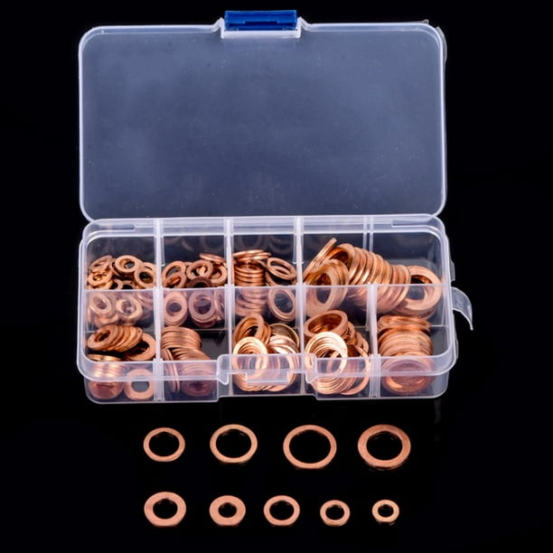 180PCS Solid Copper Washers Sump Plug Assorted Engine Seal Washer S Plug Assorted Engine Seal Washer Set Box - Foto 11
