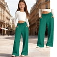 thumbnail image 4 of Kids School Pants For Girls Fit Stretch Pants With Pockets Straight Pants White Uniform Pants Back To School Outfits For Girls Kids Clothes For Girls 9-10 Years, 4 of 6